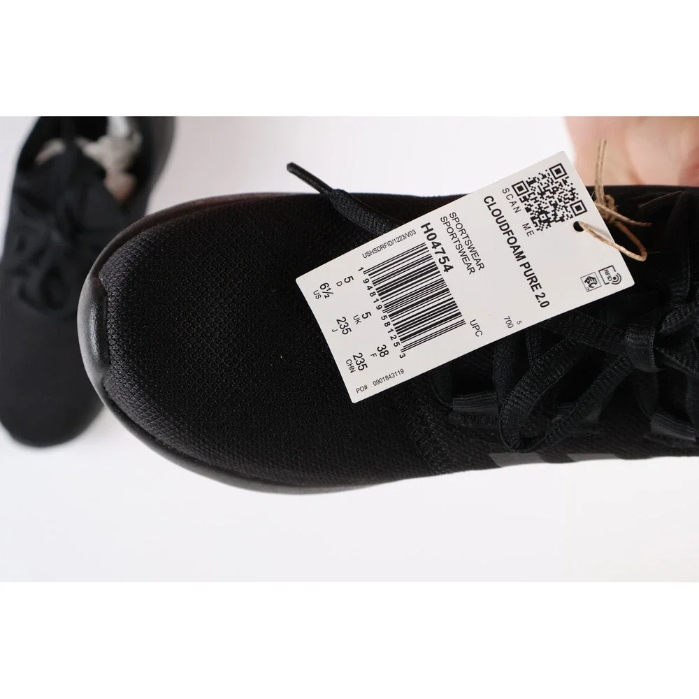 Adidas Cloudfoam Pure 2.0 Sneakers Black Black Size 6.5 H04754 NWT MSRP $75